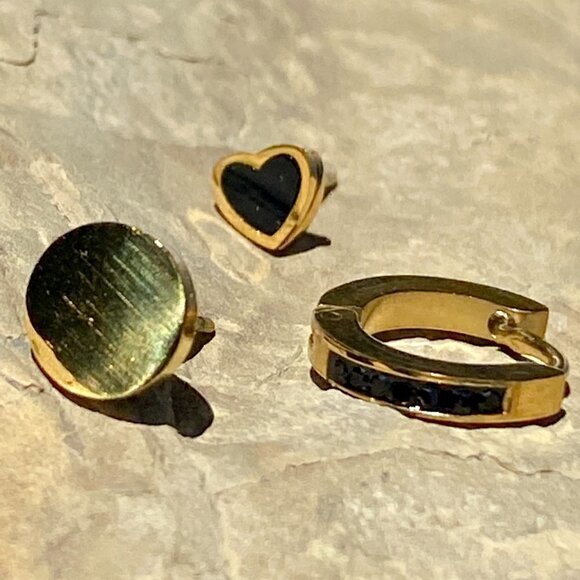 Gold Plated Stainless Steel Set of 6 Earrings - Picture 3 of 13